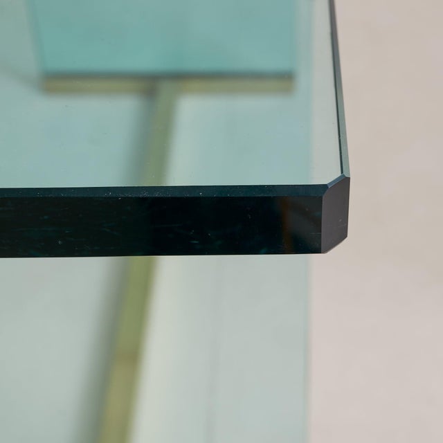 German 'T30' Glass + Gilt Brass Console Table Attributed to Peter Ghyczy, 1970s For Sale - Image 11 of 11