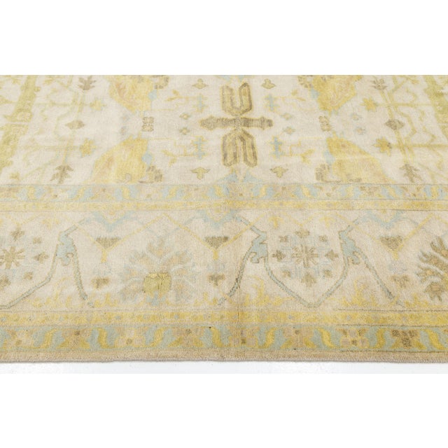 11x21 Modern Oushak Style Wool Rug in Soft Cream, Ochre Gold & Soft Blue For Sale - Image 9 of 12