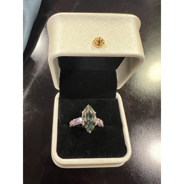 Late 20th Century Bochic “Orient” Vintage Amethyst & Lilac Tanzanite Ring Set 18K Gold & Silver For Sale - Image 5 of 13