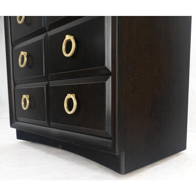 Ebonized Walnut Large Gold Rings Drop Pulls 3 Drawer Bachelor Chest For Sale - Image 9 of 12