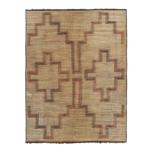 Vintage Moroccan Tuareg Rug With Geometric Motifs in Beige & Brown - Rug & Kilim For Sale