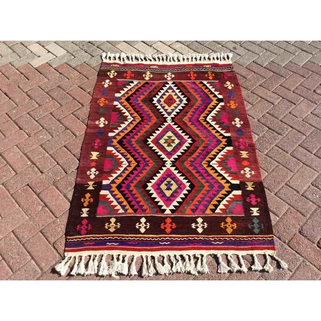 Vintage Mini Kilim - 42" X 57.5" For Sale - Image 11 of 11
