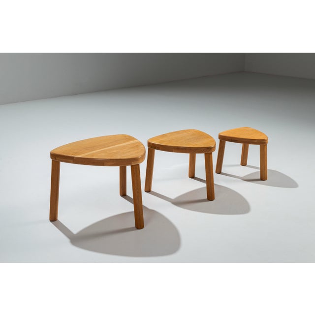 Vintage Oak Nesting Tables, 1970s, Set of 3 For Sale - Image 4 of 9