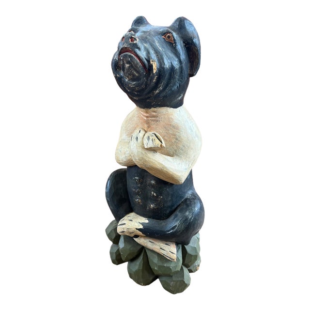 Vintage Wood Carved Anthropomorphic Folk Art Pig For Sale