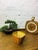 Ceramic flower pot designed and created by the ceramic artist János Kornfeld. The side is decorated with orange shrink...