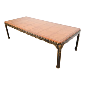 Kindel Furniture Hollywood Regency Chinoiserie Extension Dining Table, Newly Refinished