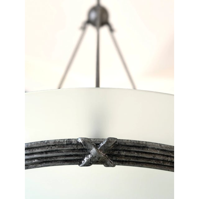 Glass and Steel Pendant Chandelier For Sale - Image 10 of 12