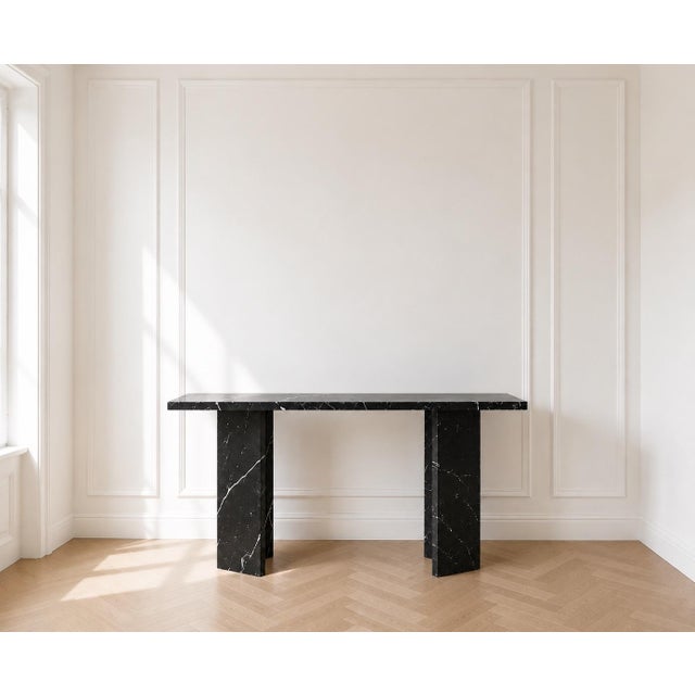 Console Table in Black Marquinia Marble, 1980s For Sale - Image 6 of 6