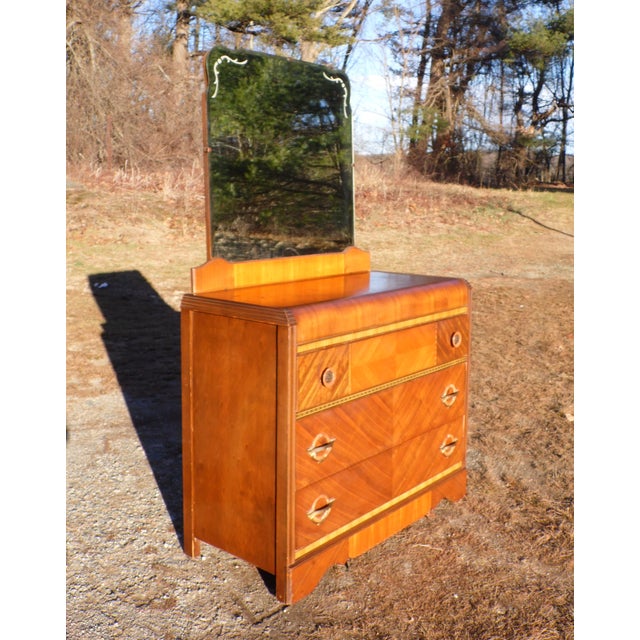 Vintage b Furniture Art Deco Waterfall Bedroom Set Full Bed Dresser