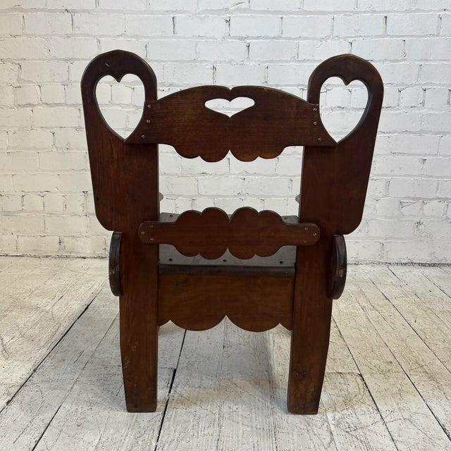 Folk Art Wooden Chair With Great Lines and Shape. For Sale - Image 4 of 11