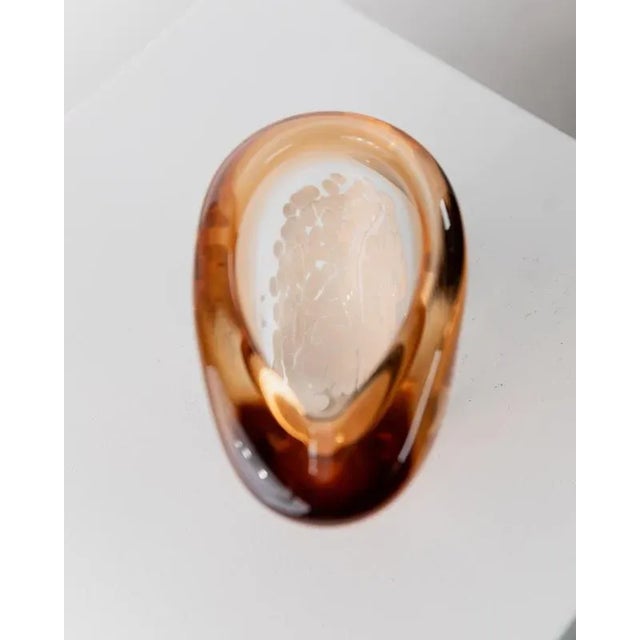 This vintage glass bowl or ashtray from 1970s Czechoslovakia is a striking design by Pavel Stejskal for Beranek...