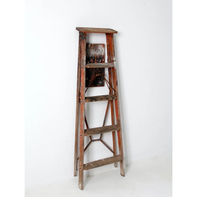 Vintage Rustic Painted Wooden Ladder For Sale - Image 11 of 12