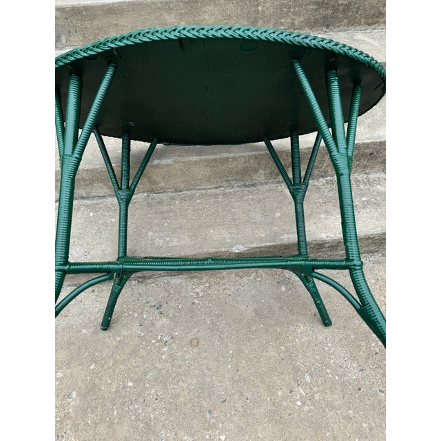 Vintage Boho Green Coastal Center Side Table For Sale - Image 4 of 9