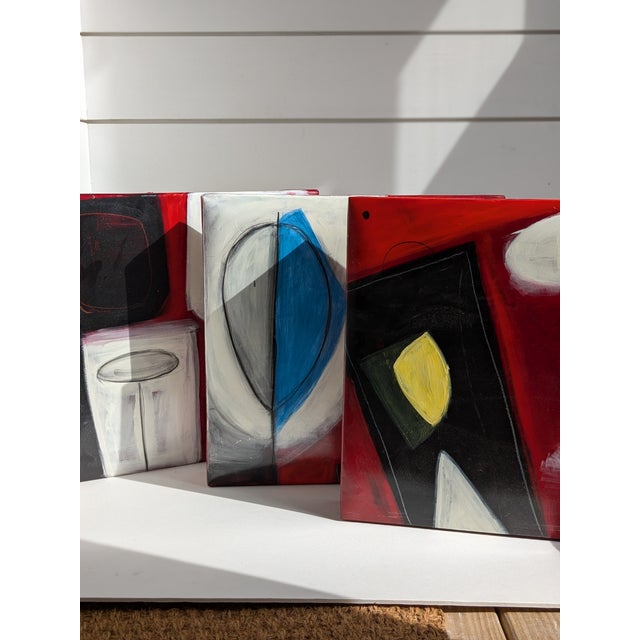 Contemporary Trio of Bold Abstract Geometric Paintings on Aluminum by Susanna Richter Helman For Sale - Image 3 of 12