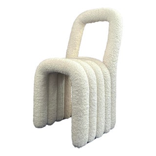 Modern Sherpa Accent Chair in Off-White For Sale