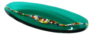 Oval Cascata C20 Emerald Murano Glass Plate by Birello for Vévé Glass