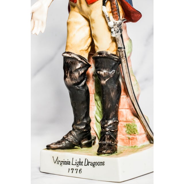 1960s Americana Vintage Virginia Light Dragoons 1776 Porcelain Soldier Figurine Statue American Revolution History Militaria Unform For Sale - Image 5 of 16