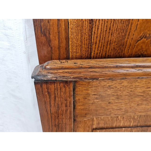 French 1920s Solid Oak Bed Frame Carved Floral Design Full / Queen Adaptable For Sale - Image 10 of 17