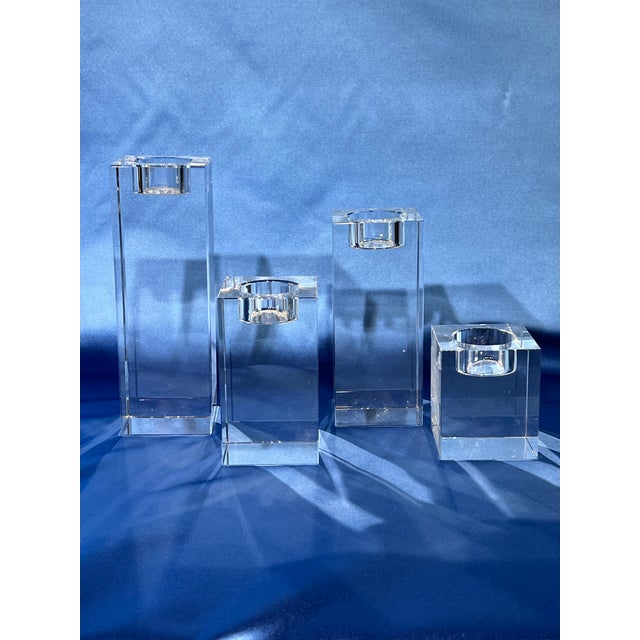 2000 - 2009 Bombay Company Crystal Candle Holders Modern Set of 4 For Sale - Image 5 of 5