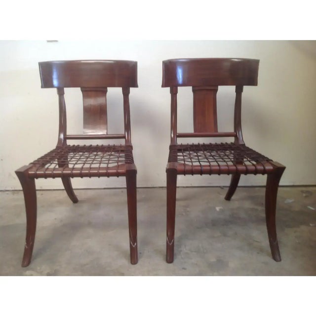 2000 - 2009 Modern Walnut Klismos Style Chairs - a Pair For Sale - Image 5 of 5