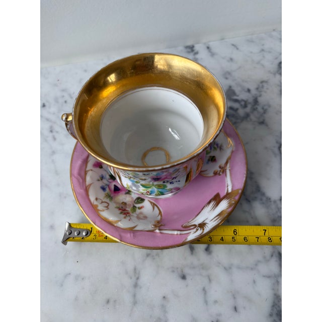 Antique, English Pink and Gold Large Tea Cup For Sale In New York - Image 6 of 10
