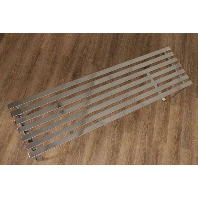 DIA - Design Institute America Design Institute of America Modern Slatted Chrome Bench For Sale - Image 4 of 12