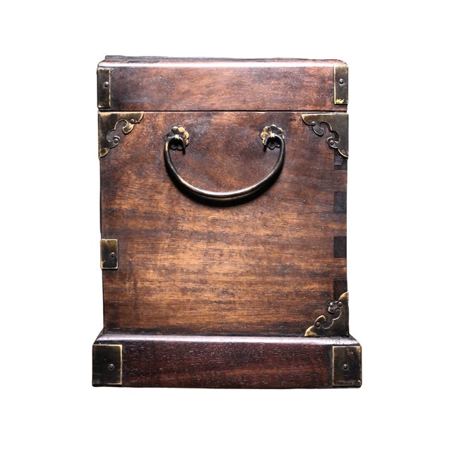 Brown 1980s Vintage Carved Huali Wood Two-Drawer Jewelry Box For Sale - Image 8 of 9