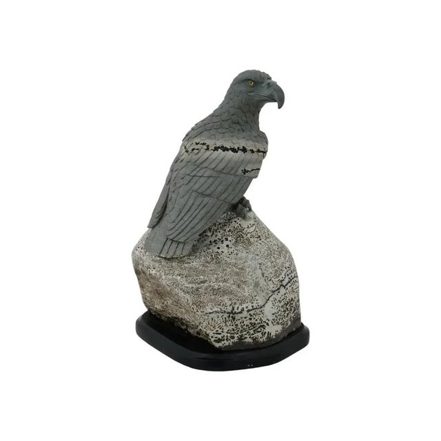 Late 20th Century Hand Carved Jasper Stone Eagle Sculpture For Sale - Image 4 of 9