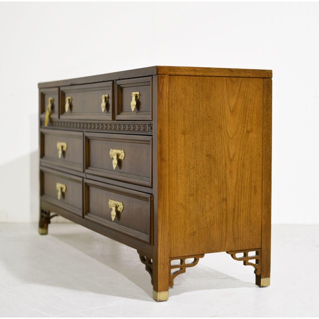 Mid 20th Century Mid Century Chinoiserie Triple Dresser by Dixie Furniture For Sale - Image 5 of 16