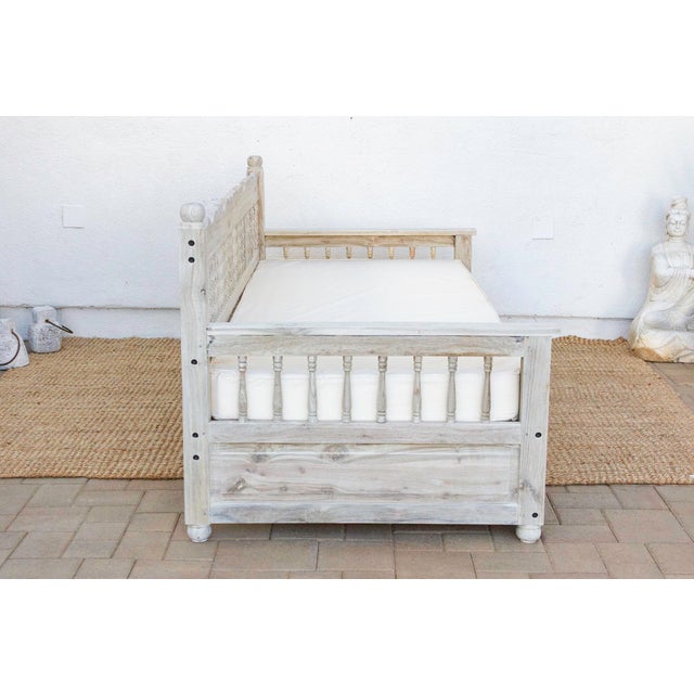 Sun-Bleached Serenity Moroccan Mousharabi Teak Daybed For Sale - Image 9 of 11