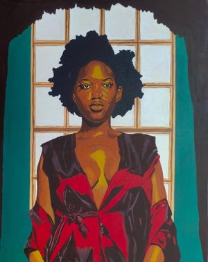 Morning in the Palace, Wall Art, Figurative Painting, Emmanuel Akolo (2022) Acrylic on Canvas