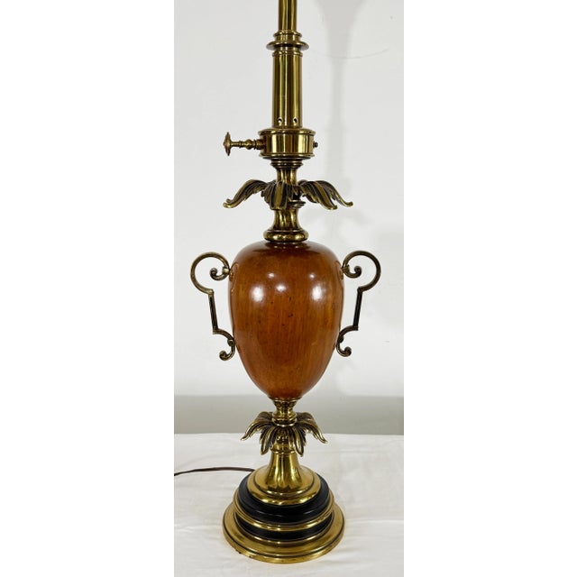 Stiffel Vintage Stiffel Wood Orb Table Lamp With Milk Glass Shade For Sale - Image 4 of 8