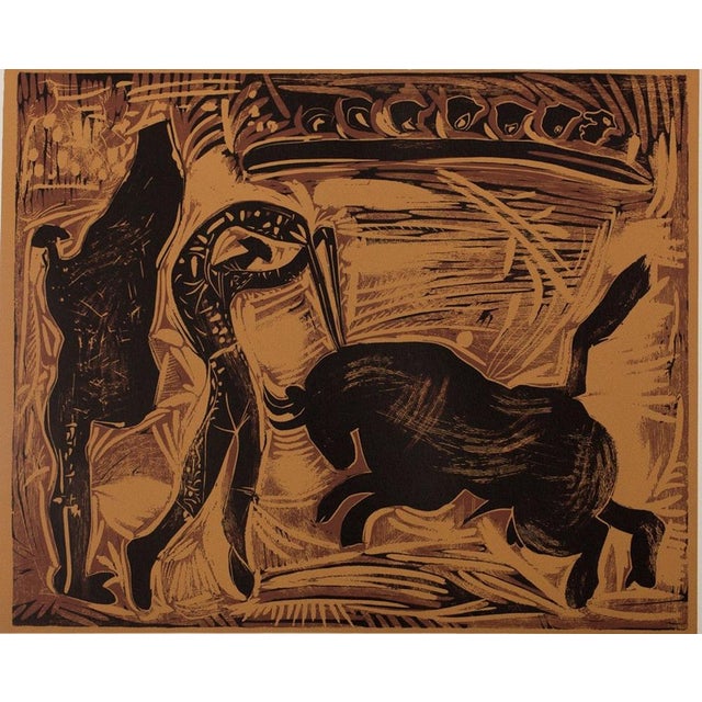 Pablo Picasso (1881-1973) (after) Bull Disarming a Picador Color linocut On wove paper, 37 x 32 cm (approx. 15 x 13...