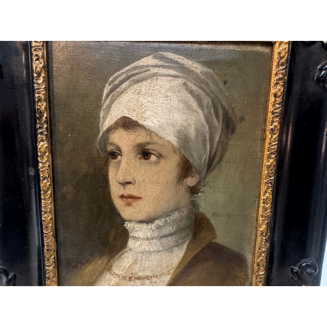Wilhelm Von Kaulbach, Lady's Biedermeier Portrait, 1800s, Oil on Canvas, Framed For Sale - Image 7 of 11