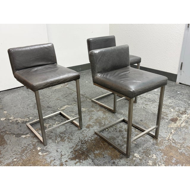 Contemporary Room & Board Modern Lira Counter Stools, Set of Three For Sale - Image 3 of 12