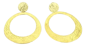 Mid 20th Century Pair of Ippolita Glamazon 18k Yellow Gold Hammered Large Oval Dangle Earrings