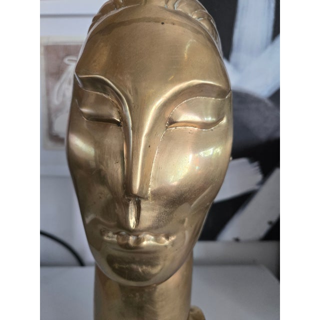 1970s 1970's Brass Art Deco Head Manner of Hagenauer For Sale - Image 5 of 5