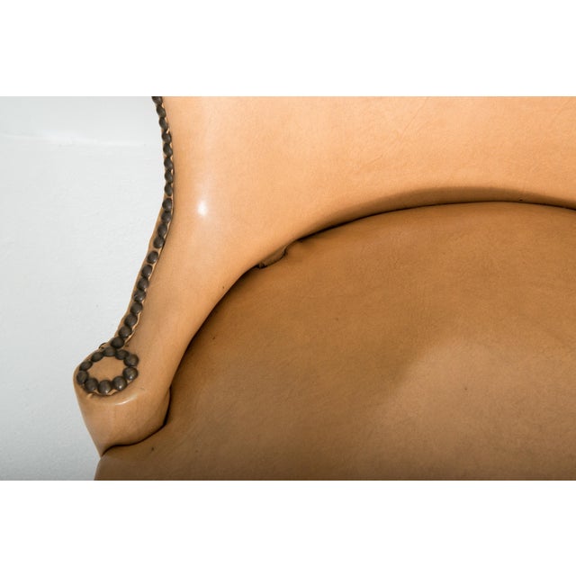 Pair of Grosfeld House Beige Faux Leather Club Chairs For Sale - Image 9 of 12