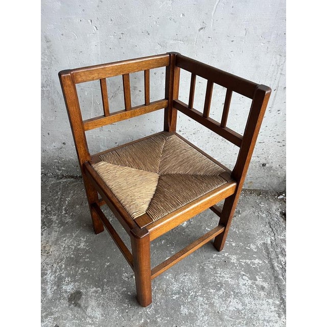 Brown Brutalist Oak Armchairs, 1950s, Set of 4 For Sale - Image 8 of 11