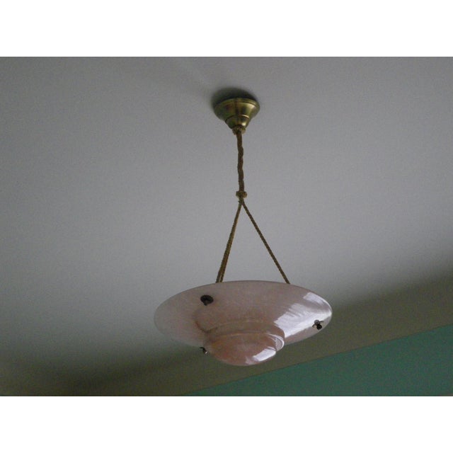 1940s Pendant Light with Pink Gradient Shade and Braided Cord, 1940s For Sale - Image 5 of 18