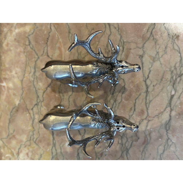 Pewter Moose Salt and Pepper Shakers For Sale - Image 4 of 7