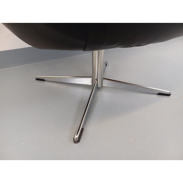 Black Vintage Scandinavian Swivel Chair in Imitation Leather and Chrome, 1970s For Sale - Image 8 of 16