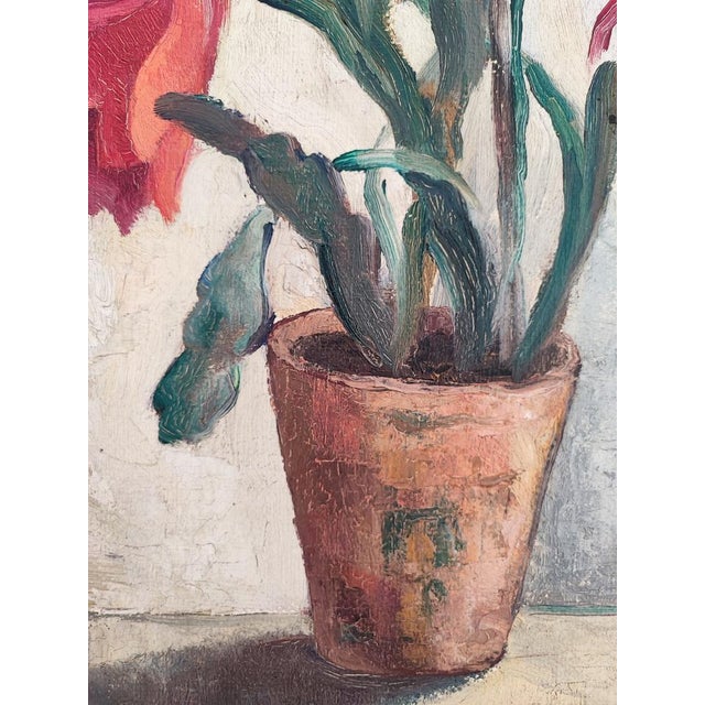 Arne Siegfried, Cactus en fleurs, Oil on Wood, Framed For Sale - Image 5 of 10