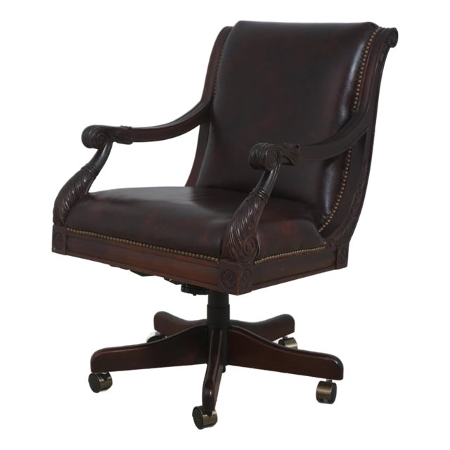 Sam Moore Rolling Leather Desk Chair For Sale