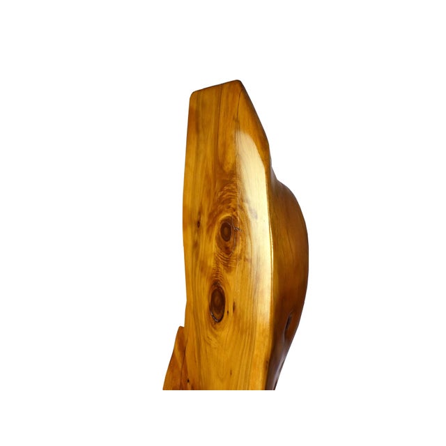 Handmade Modern Minimal Live Edge Tall Wall Hanging Solid Polished Wood Slab Sculpture Art For Sale - Image 14 of 18