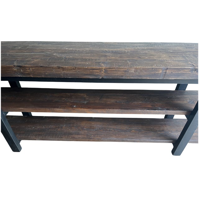 Farmhouse Heavy Wood Console For Sale - Image 3 of 4