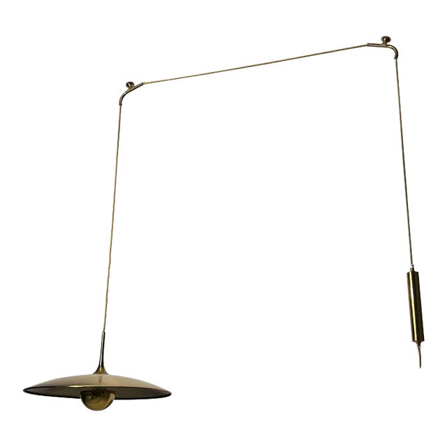 1st Edition Brass Pendant Lamp with Counterweight by Florian Schulz, 1960s For Sale