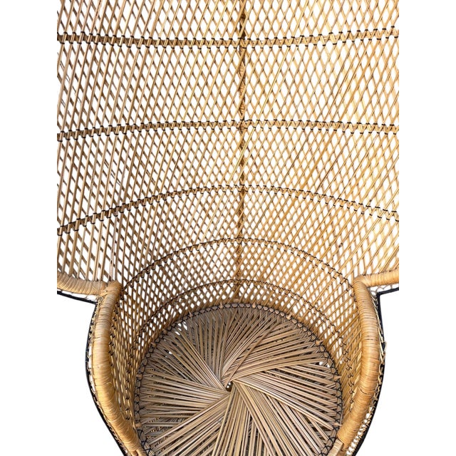 Mid 20th Century Vintage Boho Rattan Wicker Peacock Chair For Sale - Image 5 of 11