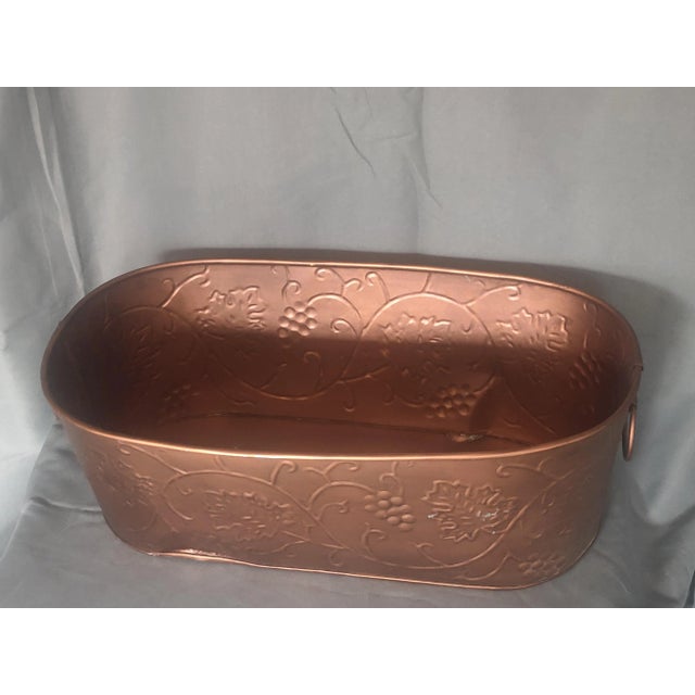 Traditional Vintage Copper Colored Planter Bucket For Sale - Image 3 of 6
