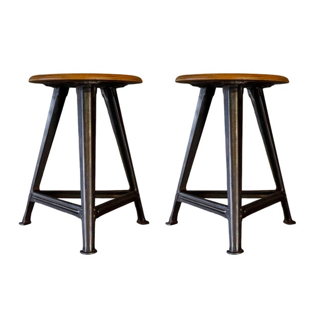 Set of Industrial Stools by Robert Wagner for Rowac, Chemnitz, Germany For Sale